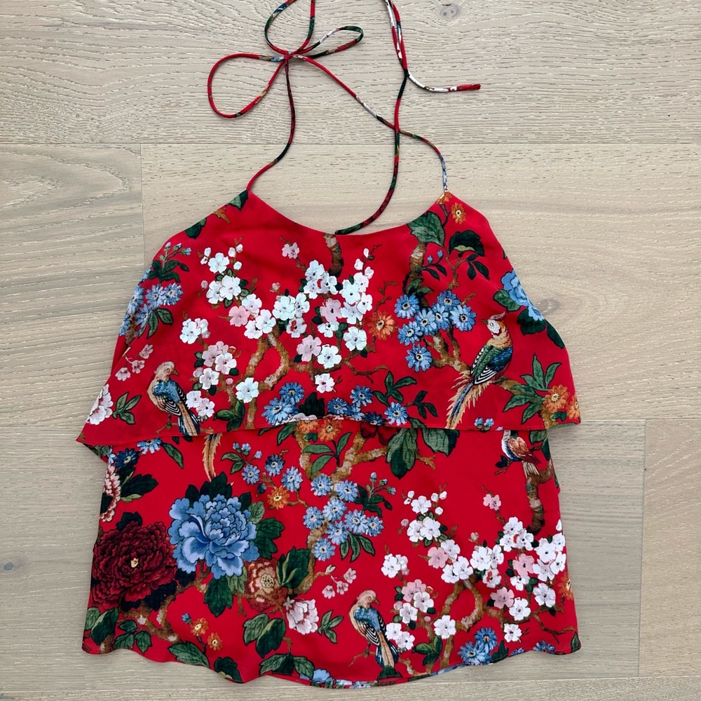 Alice + Olivia Red Spaghetti Strap Halter Top